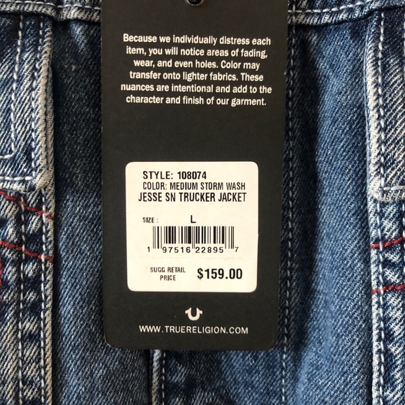 True Religion Jesse Sn Trucker Jacket Siza L - Picture 8 of 10